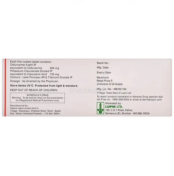 cetil cv 250mg tablet 10's